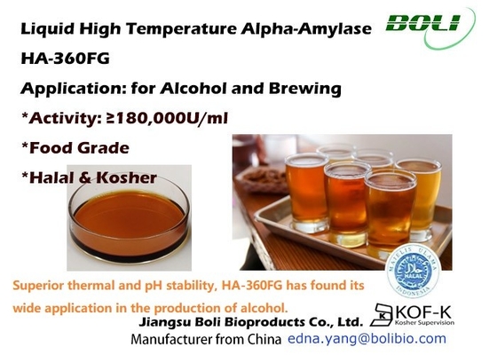 La température 180000 U/Ml d'ha 360FG Alpha Amylase Enzyme Liquid High