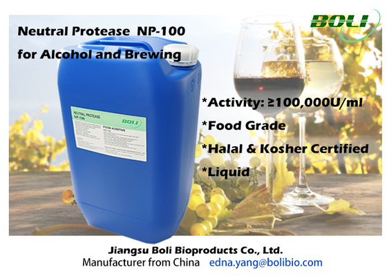 Enzyme neutre NP-100 de protéase de brassage pour le liquide 100000 U/Ml d'alcool