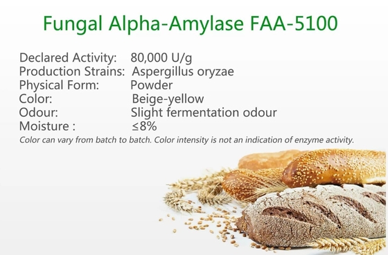 Alpha Amylase fongique FAA-5100 pour faire la poudre cuire au four des enzymes 80000U/G