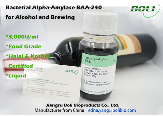 Alpha Amylasee bactérienne BAA-240,3000U/ml, mi amylase-alpha de la température, amylase d'enzymes décompose