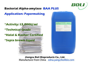 Amylase-alpha bactérienne liquide certifiée par viande halal largement en fabrication du papier
