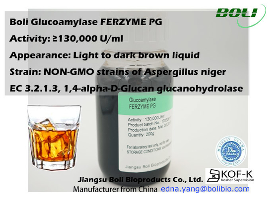 130000U / Ml de catégorie comestible d'enzymes de glucoamylase pour la saccharification dans le secteur de la brasserie de nourriture